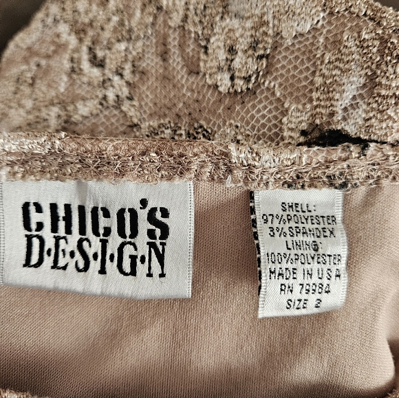 NWOT Chicos tn & black floral lace shell blouse top Womens Large - Picture 3 of 7